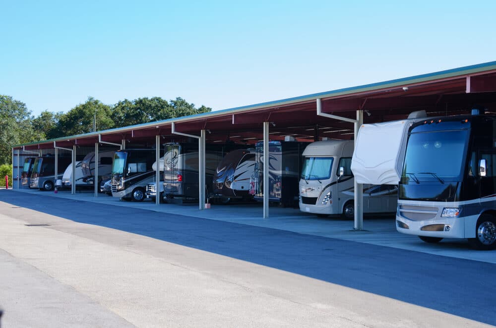 rvs under covered rv storage
