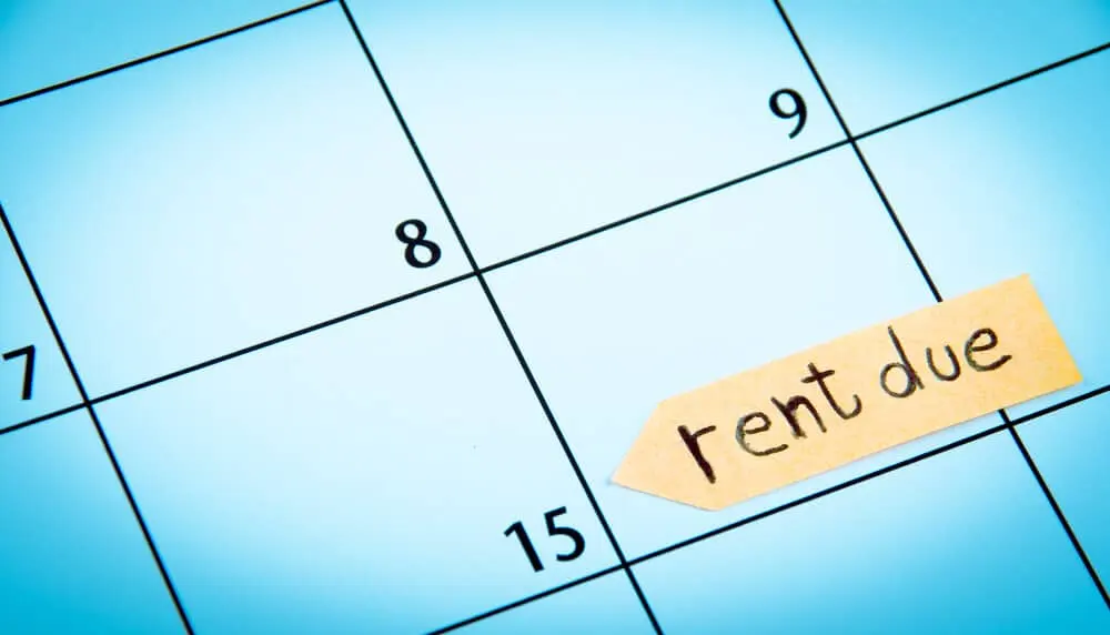 Rent due date highlighted on a calendar