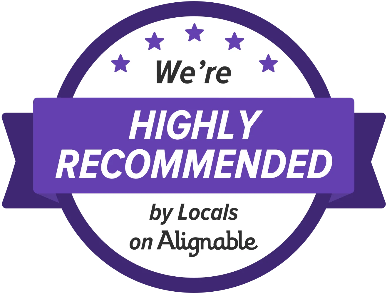 Highly recommended on Alignable badge