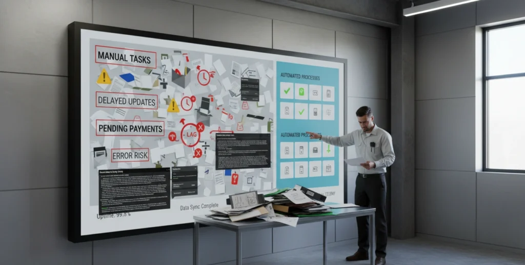 Why do manual tasks slow down storage operations in cloud-based storage software