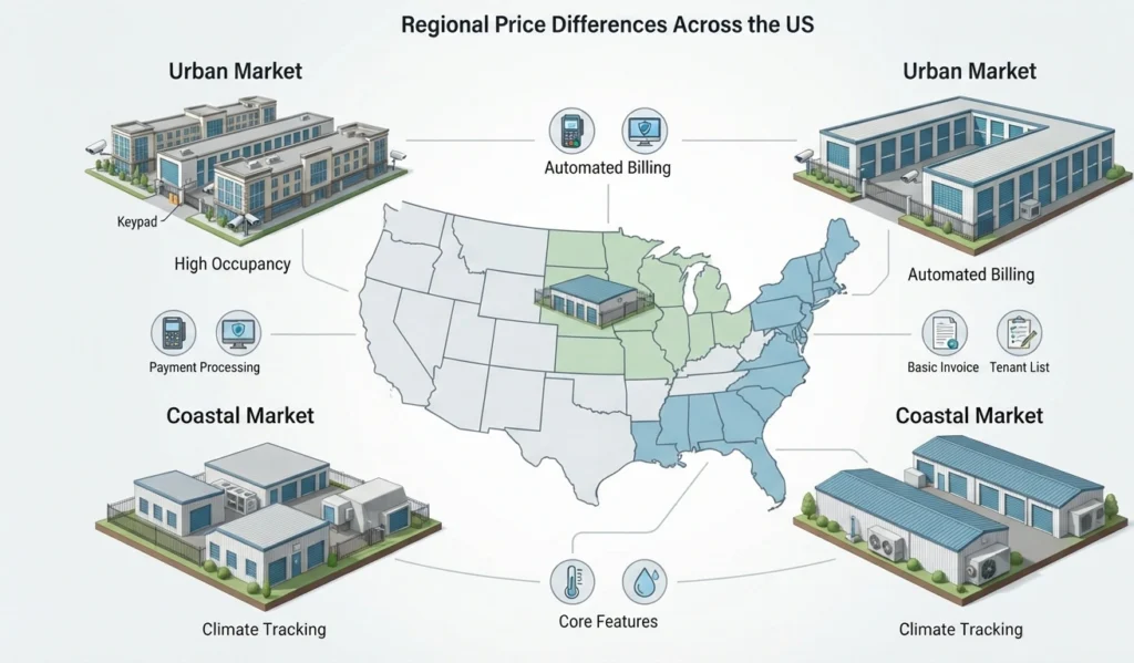 Which Self Storage Software Has the Best Prices? Regional Price Differences Across the US
