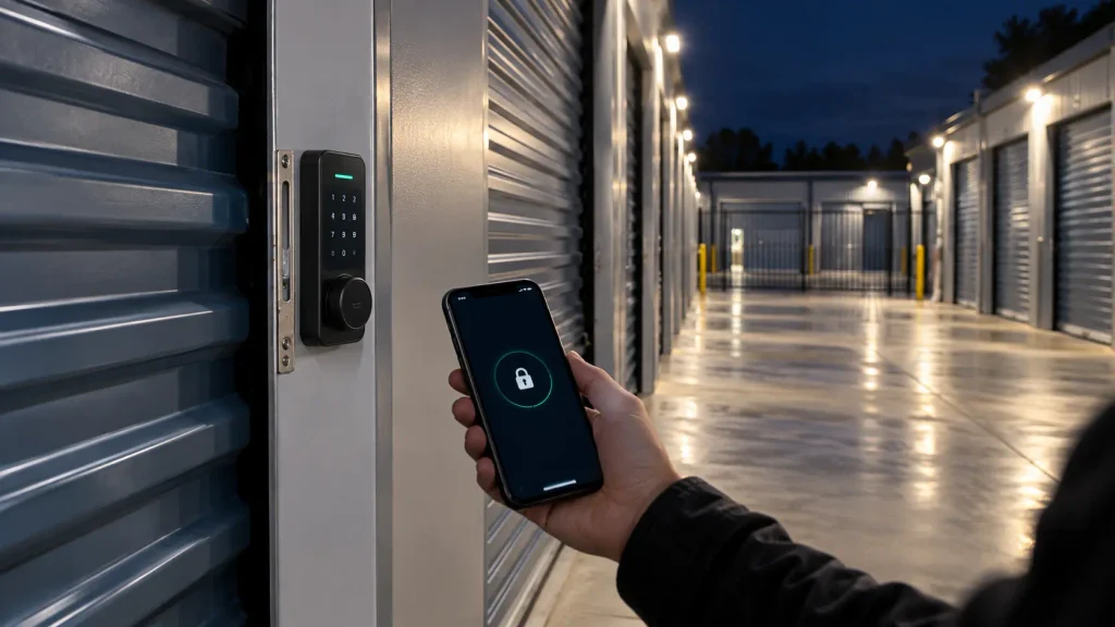 Overlocking in Self-Storage with smart locks and mobile access at an unmanned storage facility.